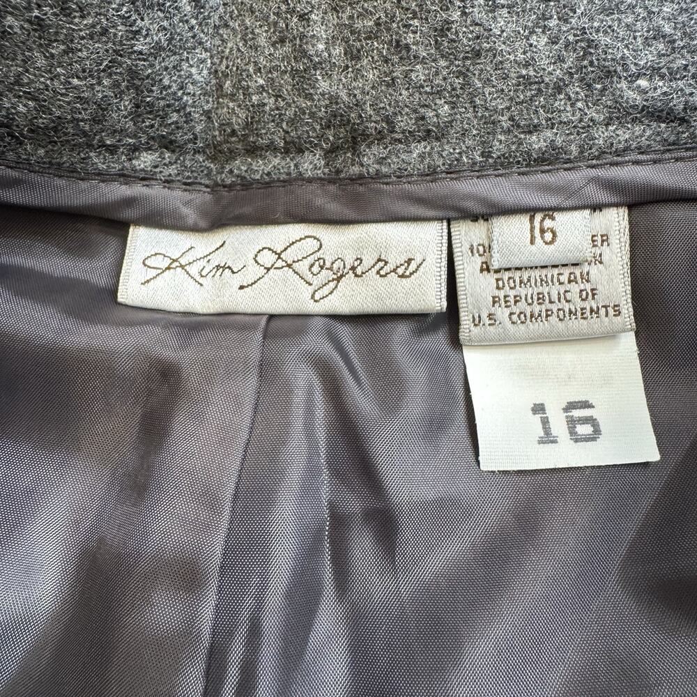 Vintage Kim Rogers Wool Blend Pleated Shorts Lined Grey High-Waisted Size 16 - Picture 2 of 7